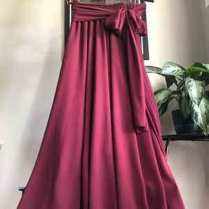 Floor length burgundy maxi skirt with bow (formal)